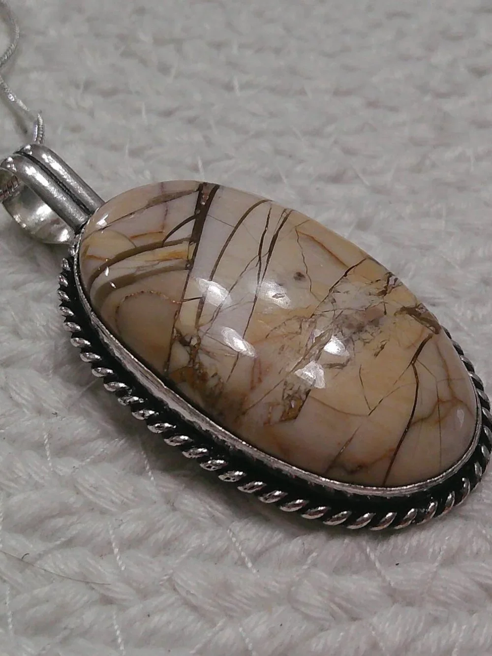 BRECCIATED MOOKAITE Handmade Sterling 925 Pendant on a Chain #14F